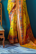 Yellow Paithani Silk Saree With Blouse Piece