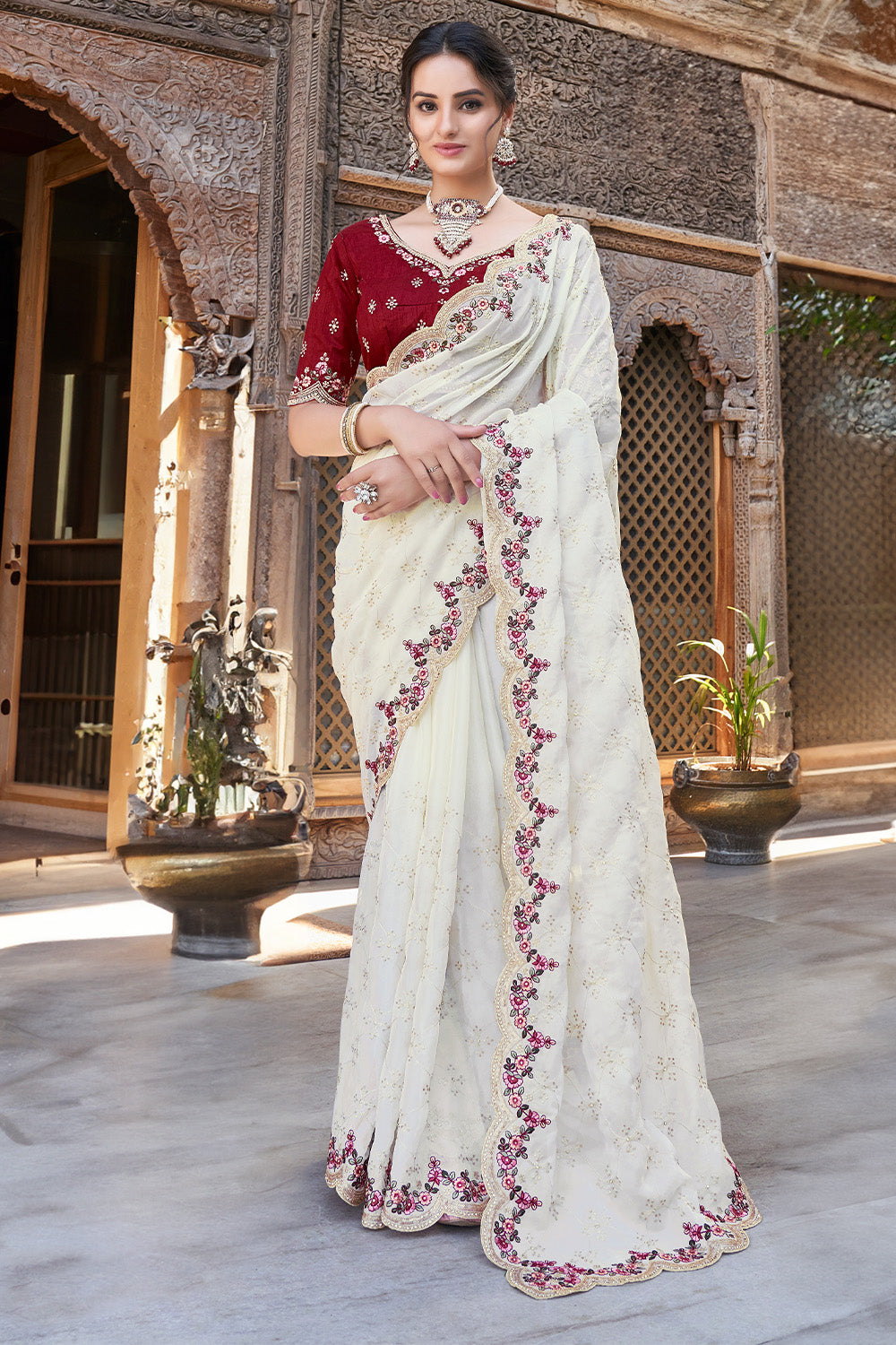 Woven Pure Satin Silk Saree in Grey - Ucchal Fashion
