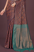 Dark Wine Banarasi Saree