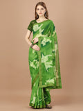 Green Georgette Festive Wear Saree With Blouse Piecde