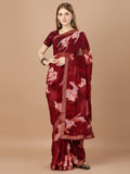 Maroon Georgette Festive Wear Saree With Blouse Piecde