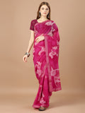 Pink Georgette Festive Wear Saree With Blouse Piecde