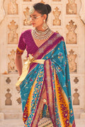 Cyan Blue Patola Saree