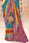 Cyan Blue Patola Saree