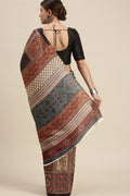 Brown Pashmina Saree With Blouse Piece