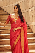 Red Banarasi Patola Silk Saree With Blouse Piece