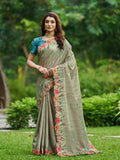 Green Silk Blend DailyWear Saree With Blouse Piece