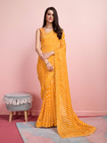 Yellow Chiffon Festive Saree With Blouse Piece