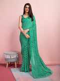 Sea Green Chiffon Festive Saree With Blouse Piece