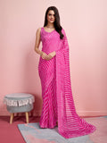 Pink Chiffon Festive Saree With Blouse Piece