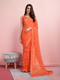 Orange Chiffon Festive Saree With Blouse Piece