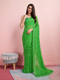 Green Chiffon Festive Saree With Blouse Piece