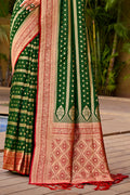 Green Banarasi Silk Saree With Blouse Piece