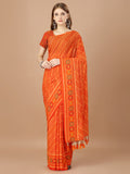 Orange  Georgette Daily Wear Saree With Blouse Piecde