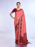 Peach Pure Silk Saree With Blouse Piece