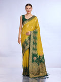 Yellow Pure Silk Saree With Blouse Piece