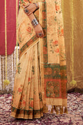 Honey Yellow Linen Saree