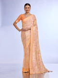 Orange Georgette Saree With Blouse Piece