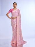 Pink Georgette Saree With Blouse Piece