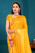 Mustard Paithani Silk Saree With Blouse Piece