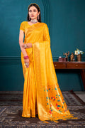 Mustard Paithani Silk Saree With Blouse Piece