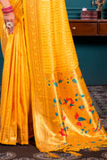 Mustard Paithani Silk Saree With Blouse Piece