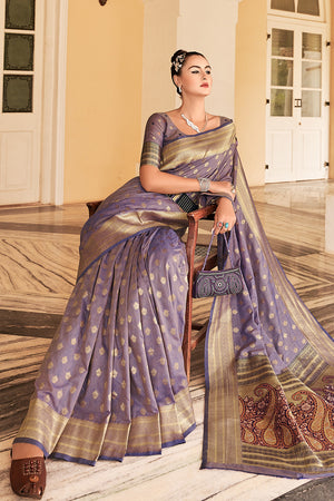 Dusky Lavender Cotton Saree