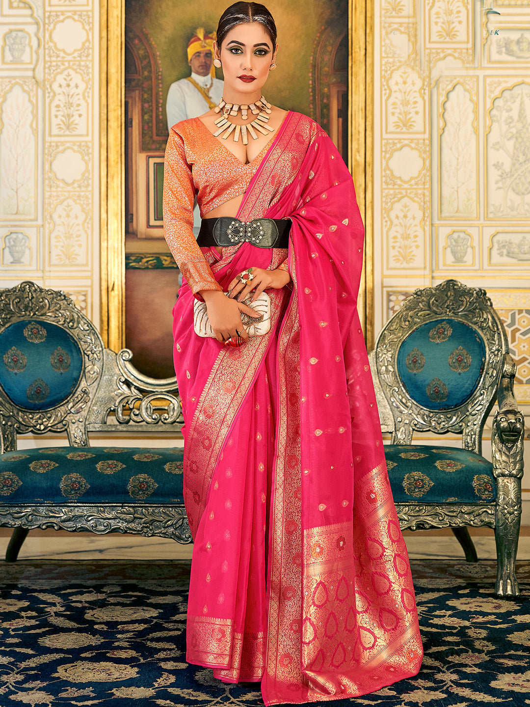 Quintessential Dark Pink Soft Banarasi Silk Saree With Elisi