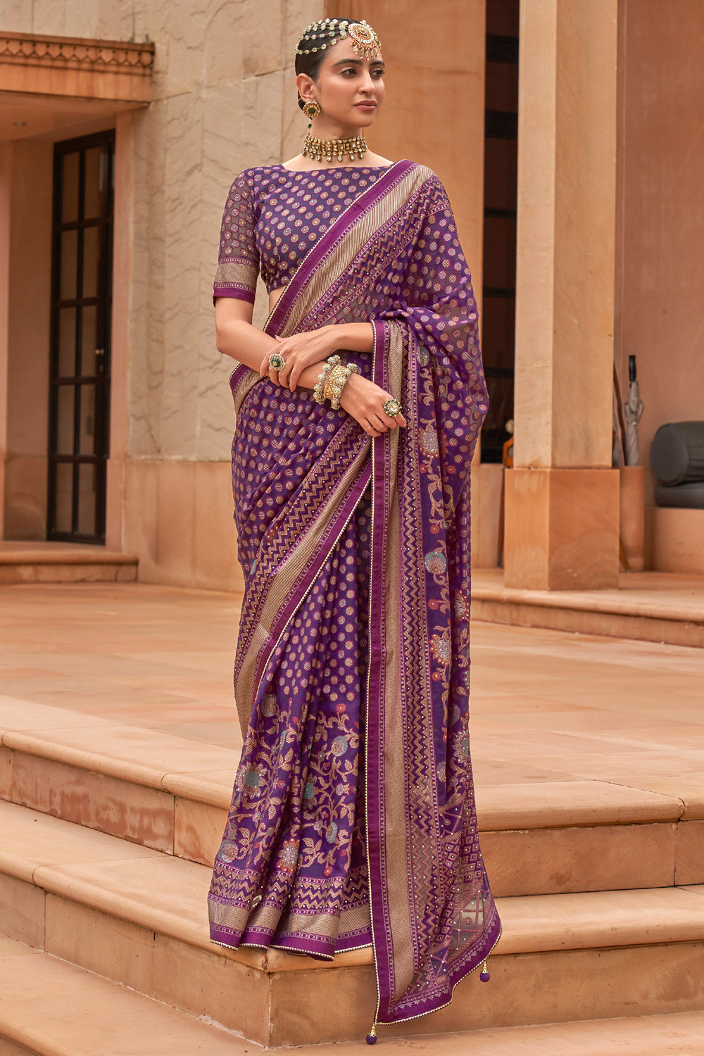 Georgette Brasso Saree with Georgette Brasso Blouse  (659696-N-SW-INDIA-47215) - sellURsaree.com