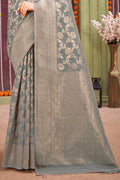 Coin Grey Linen Saree