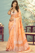 Salmon Peach Linen Saree