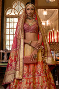 Orange And Pink Silk Lehenga Choli