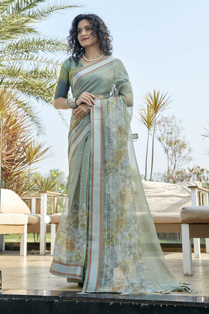 Sage Green Organza Saree