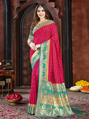 Pink Silk Saree With Blouse Piece