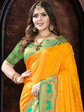 Yellow Silk Saree With Blouse Piece