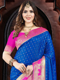 Blue Silk Saree With Blouse Piece