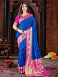 Blue Silk Saree With Blouse Piece