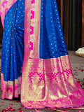 Blue Silk Saree With Blouse Piece