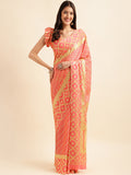 Peach Chiffon Party Wear Saree With Blouse Piece