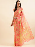 Peach Chiffon Party Wear Saree With Blouse Piece