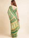 Green Chiffon Party Wear Saree With Blouse Piece