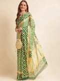 Green Chiffon Party Wear Saree With Blouse Piece