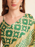 Green Chiffon Party Wear Saree With Blouse Piece