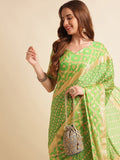 Green Chiffon Party Wear Saree With Blouse Piece