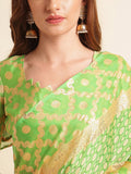 Green Chiffon Party Wear Saree With Blouse Piece