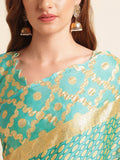 Teal Chiffon Party Wear Saree With Blouse Piece