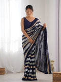 Blue Georgette Embellished Sequined Saree Saree With Blouse Piece