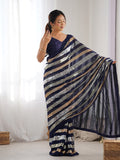 Blue Georgette Embellished Sequined Saree Saree With Blouse Piece