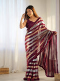 Maroon Georgette Embellished Sequined Saree Saree With Blouse Piece