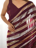 Maroon Georgette Embellished Sequined Saree Saree With Blouse Piece